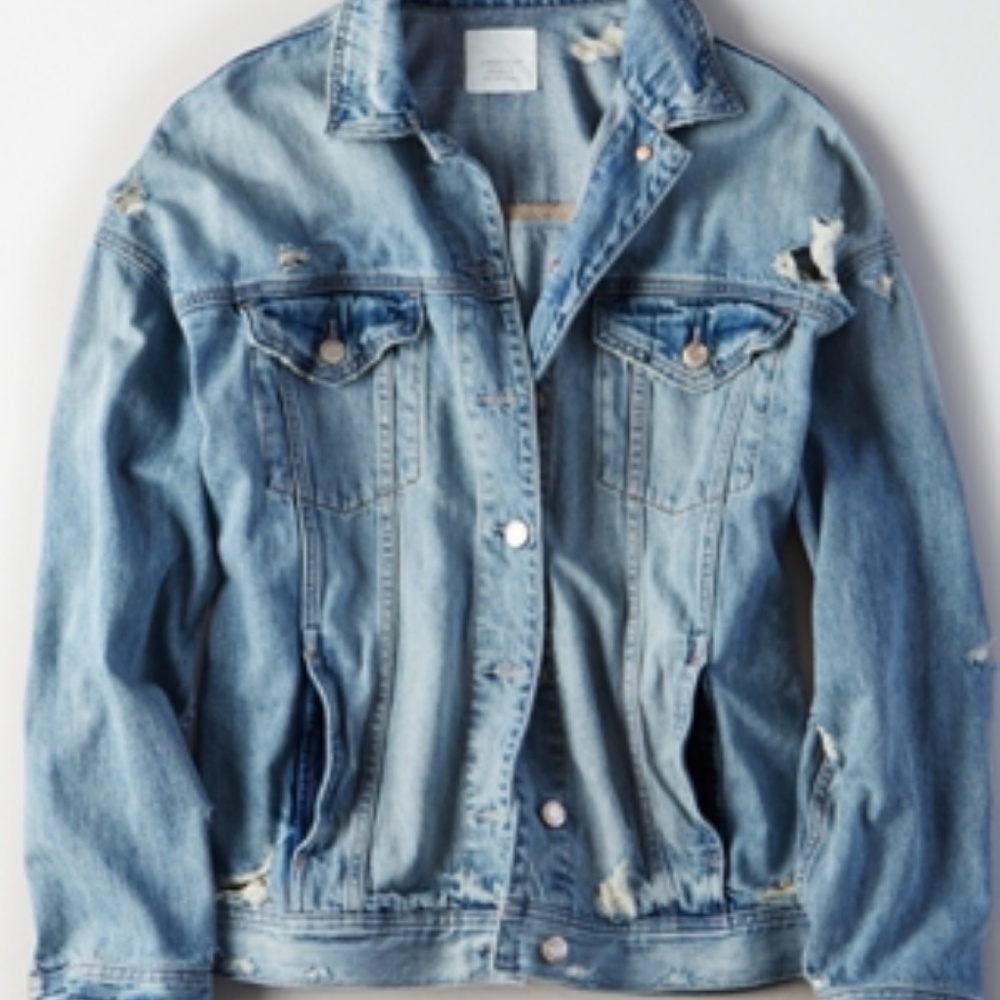 AE Destroyed Denim Boyfriend Jacket